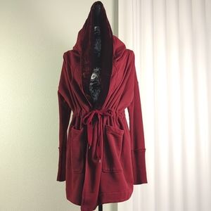 Free People Velvet Trim Sweatshirt Jacket Sz XS